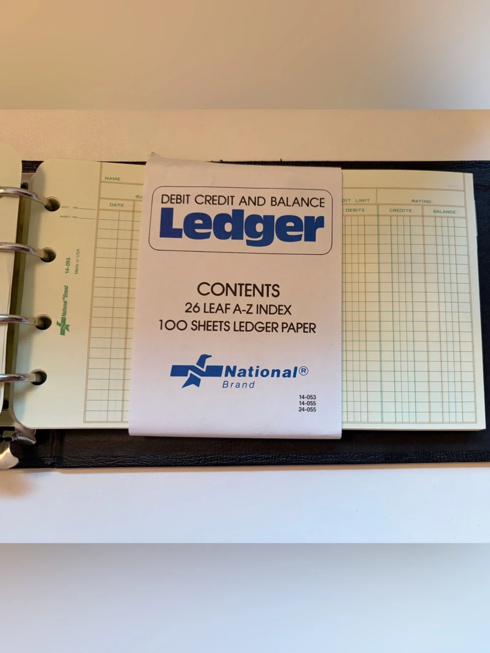 Bookkeeping Ledger Notebook - Black National Brand 63-453 w/Filler made in USA
